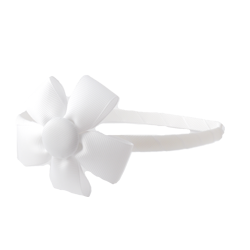 Diadema fina con flor blanco